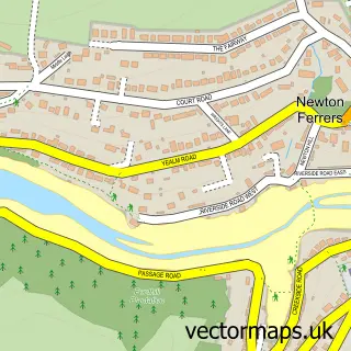 Street map sample of Newton Ferrers, Devon