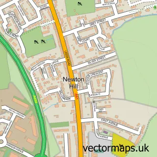Street map sample of Newton Hill, West Yorkshire