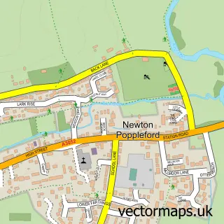 Street map sample of Newton Poppleford, Devon