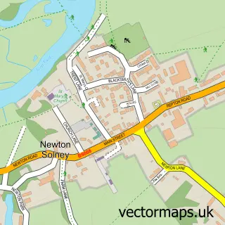 Street map sample of Newton Solney, Derbyshire