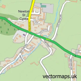 Street map sample of Newton St Cyres, Devon