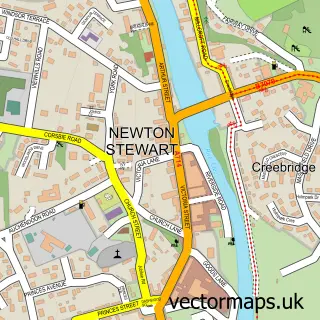 Street map sample of Newton Stewart, Wigtown