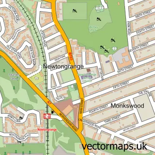 Street map sample of Newtongrange, Midlothian