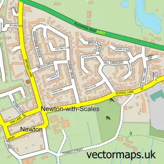 Street map sample of Newton-with-Scales, Lancashire
