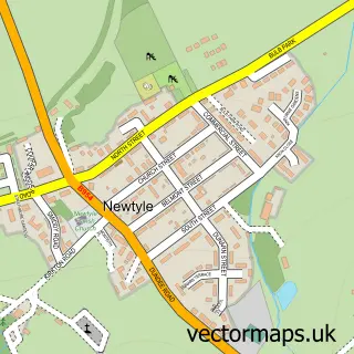 Street map sample of Newtyle, Angus