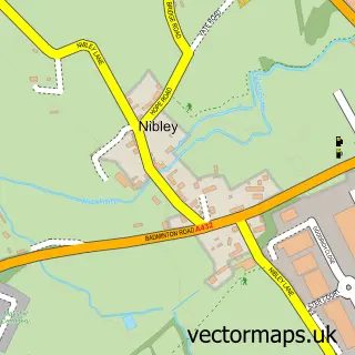 Street map sample of Nibley, Gloucestershire