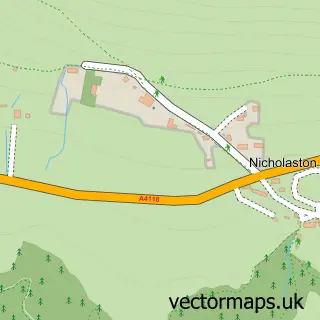 Street map sample of Nicholaston, West Glamorgan