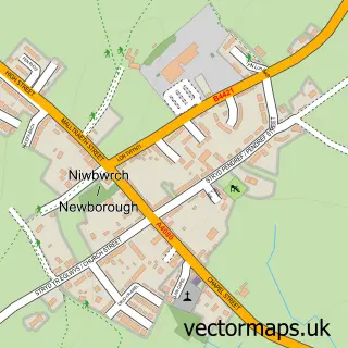 Street map sample of Niwbwrch / Newborough, Gwynedd
