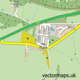 Street map sample of No Place, Durham