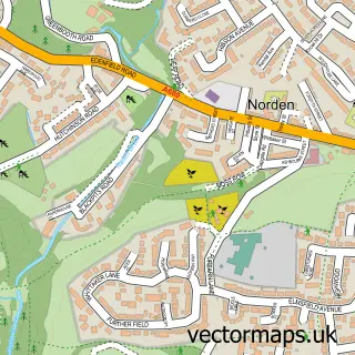 Street map sample of Norden, Greater Manchester