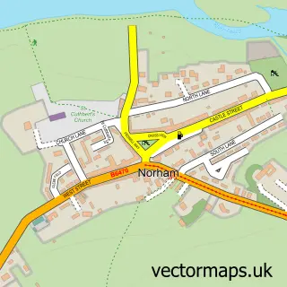 Street map sample of Norham, Northumberland