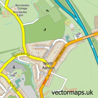 Street map sample of North Ashton, Greater Manchester