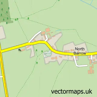 Street map sample of North Barrow, Somerset