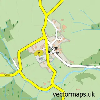 Street map sample of North Bovey, Devon