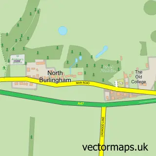 Street map sample of North Burlingham, Norfolk