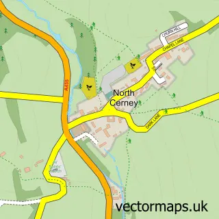 Street map sample of North Cerney, Gloucestershire