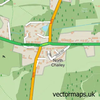 Street map sample of North Chailey, East Sussex