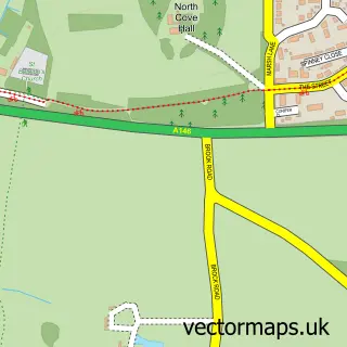 Street map sample of North Cove, Suffolk