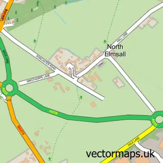 Street map sample of North Elmsall, West Yorkshire