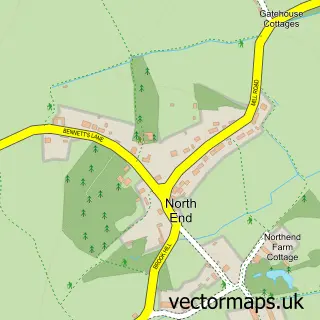 Street map sample of North End, Essex