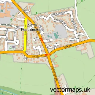 Street map sample of North Featherstone, West Yorkshire