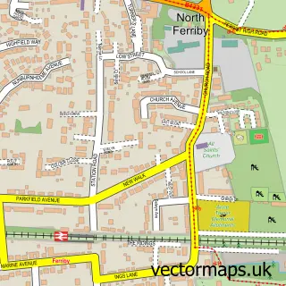 Street map sample of North Ferriby, East Riding of Yorkshire