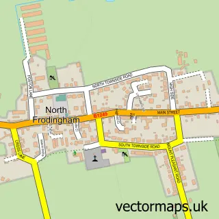 Street map sample of North Frodingham, East Riding of Yorkshire