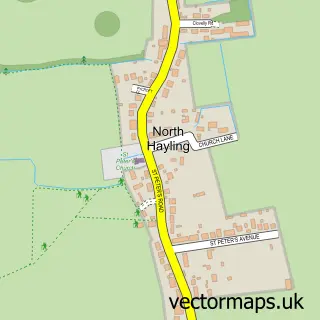 Street map sample of North Hayling, Hampshire