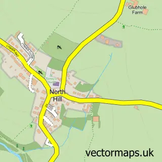 Street map sample of North Hill, Cornwall