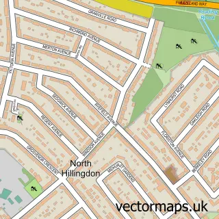 Street map sample of North Hillingdon, Greater London