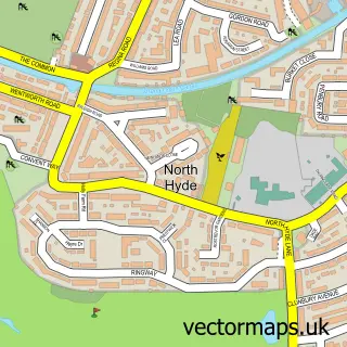 Street map sample of North Hyde, Greater London