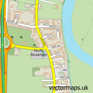 Street map sample of North Muskham, Nottinghamshire