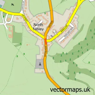 Street map sample of North Nibley, Gloucestershire