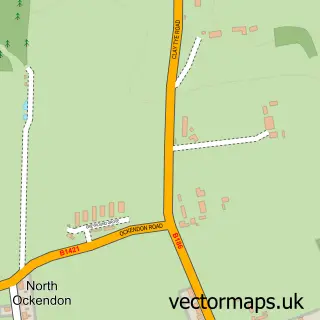 Street map sample of North Ockendon, Greater London