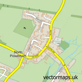 Street map sample of North Pickenham, Norfolk