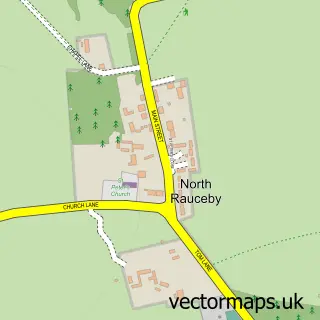 Street map sample of North Rauceby, Lincolnshire