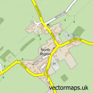 Street map sample of North Rigton, North Yorkshire