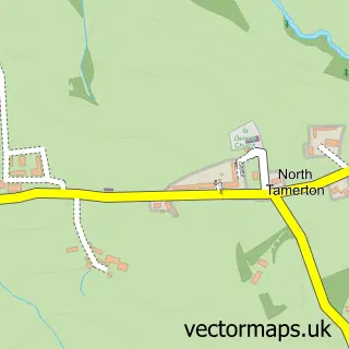 Street map sample of North Tamerton, Cornwall