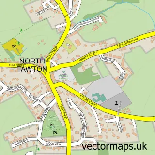 Street map sample of North Tawton, Devon