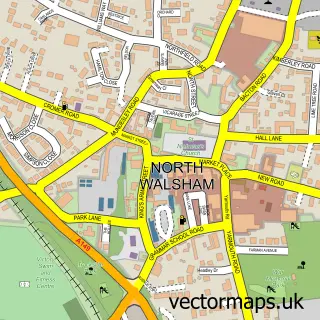 Street map sample of North Walsham, Norfolk