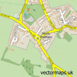 Street map sample of North Waltham, Hampshire