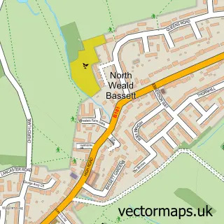 Street map sample of North Weald, Essex