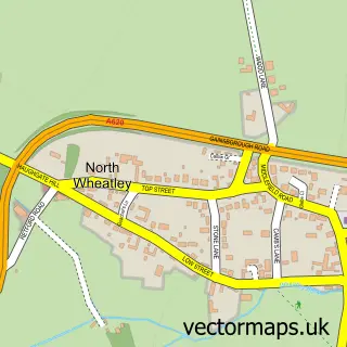 Street map sample of North Wheatley, Nottinghamshire