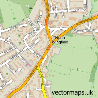Street map sample of North Wingfield, Derbyshire