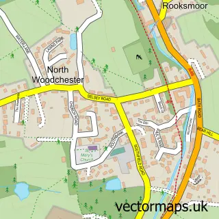 Street map sample of North Woodchester, Gloucestershire