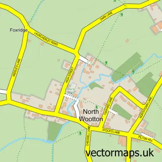 Street map sample of North Wootton, Somerset