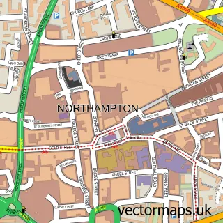 Street map sample of Northampton, Northamptonshire