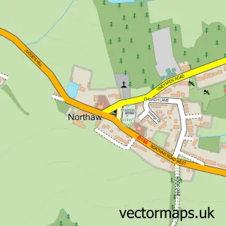 Street map sample of Northaw, Hertfordshire