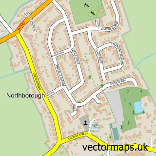 Street map sample of Northborough, Cambridgeshire
