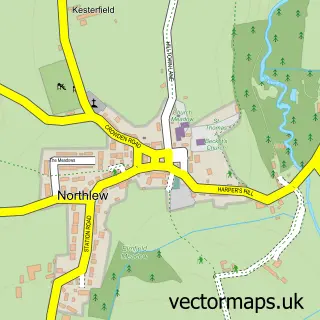 Street map sample of Northlew, Devon